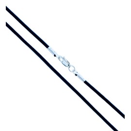 World of Jewellery Black 2mm Leather Cord Necklace with Sterling Silver Clasp Length 30 Inch