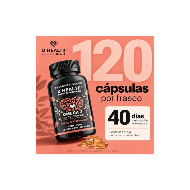 Omega 3 de Aceite de Salmón, 120 Cápsulas de 1000