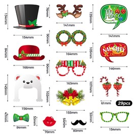 29 Pieces Christmas Party Photo Props, Christmas Photo Booth Props, Christmas Selfie Props, Christmas Party Photobooth Party Accessories, Christmas Party Decoration