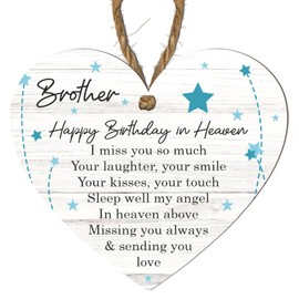 Brother Memorial Plaque – "Happy Birthday in Heaven" Heart-Shaped Memorial Gift for Loss of Brother – Starry Night Bereavement Plaque ‘Happy Birthday in Heaven’ Remembrance Gift (Brother)