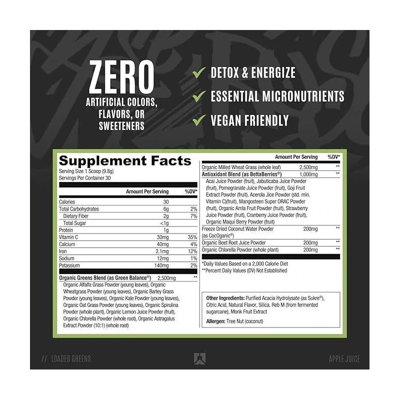 Ryse [Naturals Series] Loaded Greens 30 Servings - Flavor: Orange