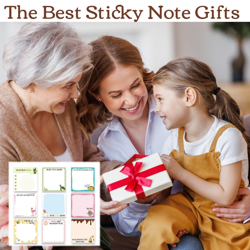 Lovarywow Inspirational Sticky Notes Gifts - 9 Pack Fun Positive