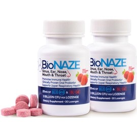 Bionaze Probiótico sinusal oral con BLIS K12 y BL-04 para sinusales, garganta, oreja, nariz, boca, dientes y encías. Cepas clínicamente probadas para mejorar la salud general y el aliento (paquete de 2)