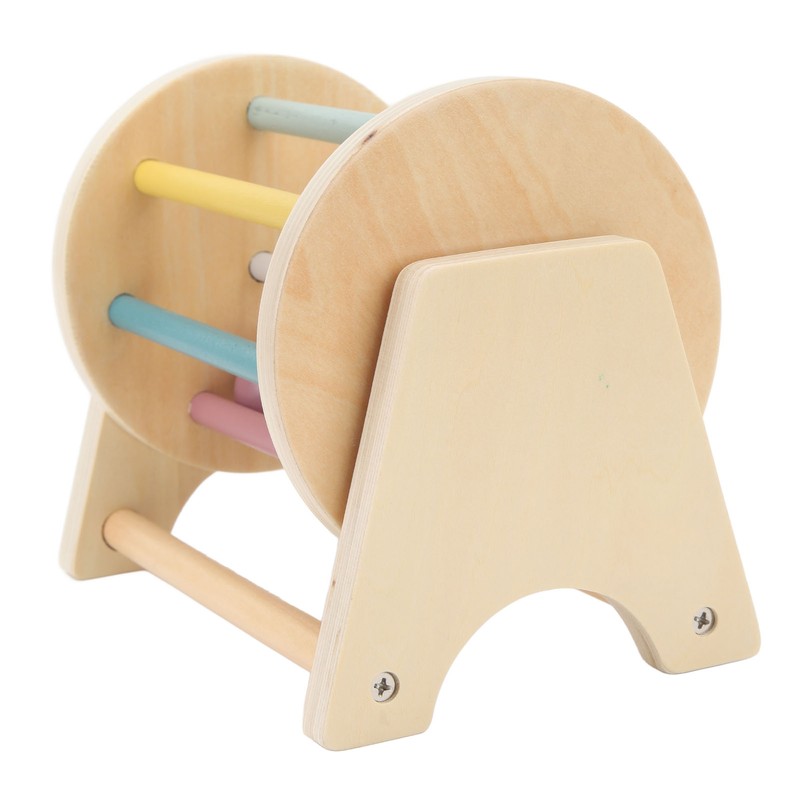 Wooden Rattle Rolling Drum Logic Thinking Hand Eye Coordination Safe