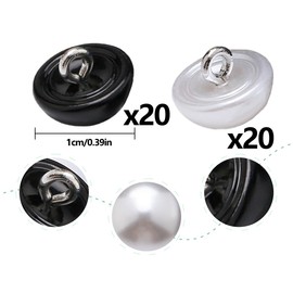 AOYEGIC Pack of 40 Buttons, Universal Plastic Sewing Buttons, Mushroom Button, Hemisphere Buttons with Eyelet, for Sewing Clothing, Wedding Dress, Dresses, Coat, Scarves & DIY Crafts (White and Black