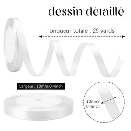White Ribbon 10mm 25yard White Ribbon for Gifts Wrapping White Ribbon for Christmas Tree Ribbon for Balloons White Satin Ribbon Present Ribbon White Ribbon Thick Ribbon for Sewing Wedding Car Ribbons