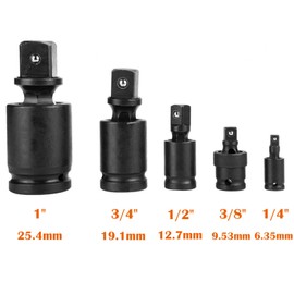 TopHomer (3/4'' Drive) Swivel Impact Socket Set, 1Pc Universal Joint with Ball Spring Design, 1/4, 3/8, 1/2-inch Drive, Impact Socket Adapter