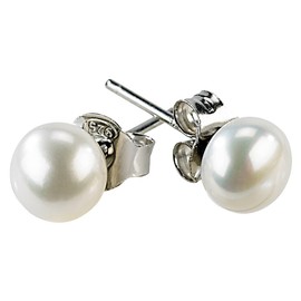 St. Leonhard Earrings: 925 Sterling Silver with Freshwater Cultured Pearl (Pearl Earrings, Pearls, Women Gift Ideas), Sterling Silver, Pearl
