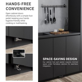 Rok Hardware Hands-Free Opening, Foot Pedal Cabinet Opener for Frameless Cabinet Doors - ROKHFPEDAL