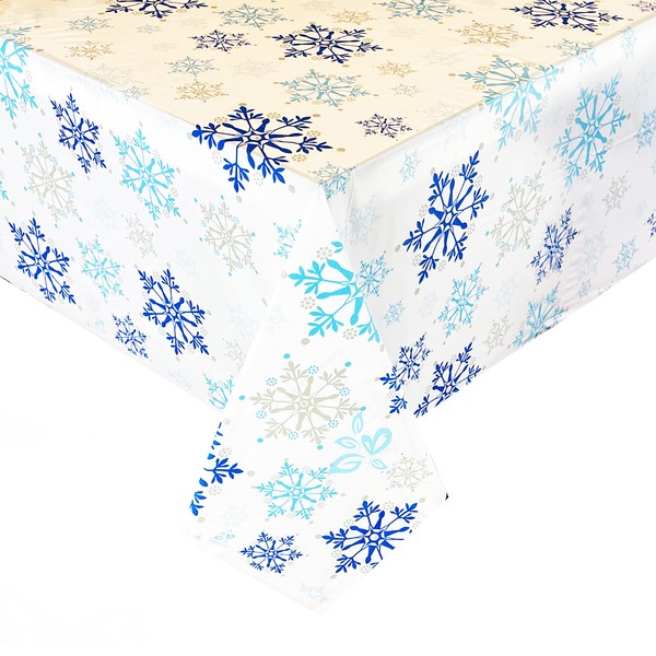 Decostyle, 6 Pack Premium Disposable table cover, Frozen, elsa, Snowflake, crystal, parties, Winter theme, Plastic, Birthday Party, Rectangular decorations, Tablecloth, table cloths 54 Inch x 108 Inch