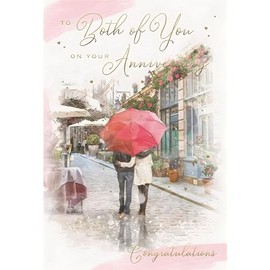 Anniversary Card - To Both of You - Romantic Walk Artistic Design - Special Finishes and Illustrated Insert Leaf - Made in the UK - Eco-Friendly