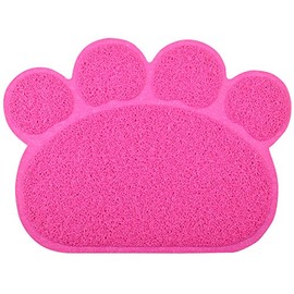 Paw-Shaped Cat Litter Box Mat,10 Colors Available,15.75x11.75 Inches (Pink)