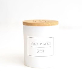 Pivotal Moments Pumpkin Candle | “Mystic Pumpkin” Pumpkin Spice Candle 60-Hour Clean Burning Coconut and Soy Candles Non-Toxic, Scented Candle for Home 12 oz White Candle Vessel
