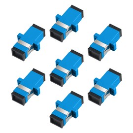7 PC Fiber Optical Coupler Blue SC Female to SC Female UPC Simplex Single Mode, SC Simplex Singlemode Fiber Optic Adapter, Network Internet Connector Adapter with Mount Panel