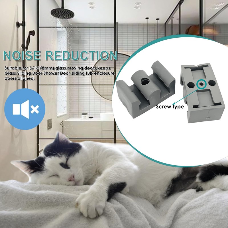 generic 4pcs Sliding Glass Shower Door Side Anti-Collision Block,for 5/16""(8mm)