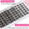 Lash Clusters 72 pcs Natural Cluster Lashes DIY Individual Eyelash