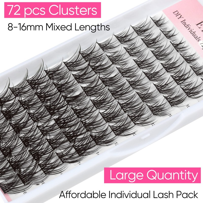 Lash Clusters 72 pcs Natural Cluster Lashes DIY Individual Eyelash