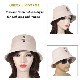 ZLYC Unisex Cute Print Bucket Hat Summer Travel Fisherman Cap for Women Men Teens, Frog Beige