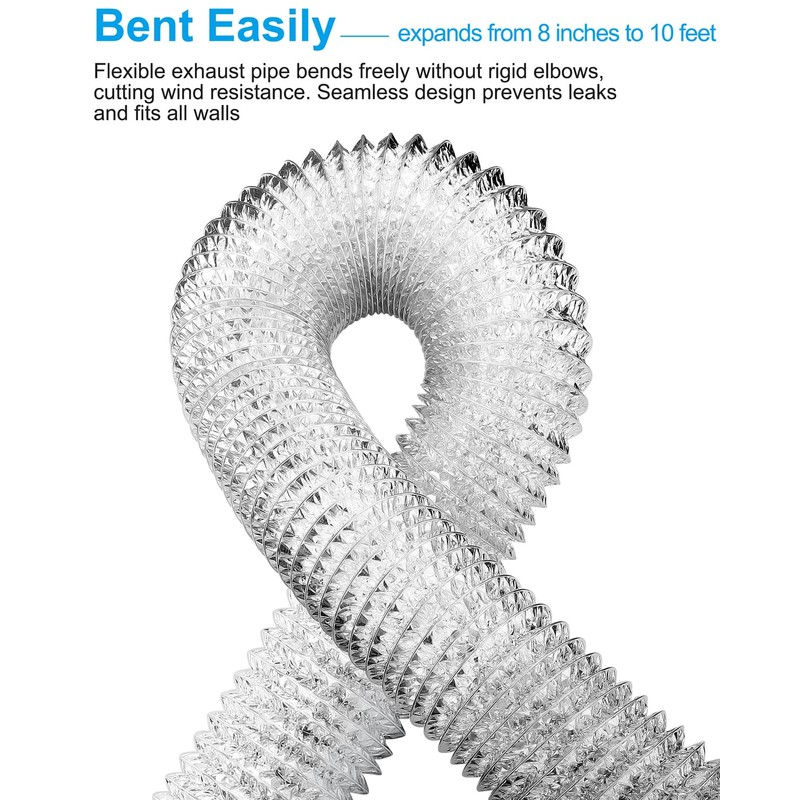 GDSTIME 4 Inch Dryer Vent Hose 10 FT, Flexible Aluminum