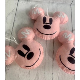 Handmade CHRISTMAS mickey mouse felt ornament/ gingerbread In Pink