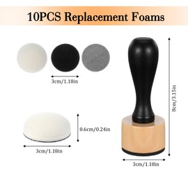 Classicseali 11PCS Ink Blending Brushes,Ink Blending Tool with 10pcs Round Three-Dimensional Replacement Sponge, 1 Wooden Handle Stamp, Inks Brush for Scrapbooking, Cards, Embossing, DIY Crafts