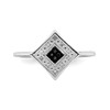 Sterling Silver Rhod Plated Black And White Diamond Ring -