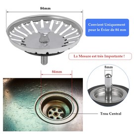 Pack of 2 Universal Sink 84 mm Strainer Basket Drain Plug Kitchen Sink Stopper Anti Clogging Strainer Sink Plug with Plug Function for Drain Valves in Kitchen Sinks