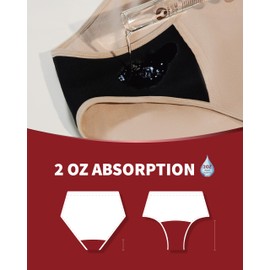 REELINDRY Womens Incontinence Underwear Washable, 2 oz Absorbency Leakproof Panties for Female Urinary Leakage 2 Pack (Beige-Light Blue, 2XL)