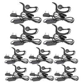 BAOFENG Walkie Talkie Earpiece with Mic 2 Pin K Port Headset UV-5R BF-888S UV-82 UV-S9 Plus BF-F8HP TP-8Plus BF-T20 BF-H6 BF-1909 KG-UV8D UV6D Etc (10Pack)