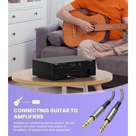 Tisino - Cable TRS de 1/4 pulgadas, cable de audio estéreo equilibrado, cable de audio estéreo de 1/4 pulgadas, cable de audio trenzado de nailon y cable de guitarra para monitores de estudio,