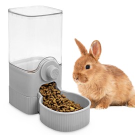 Fhiny Rabbit Food Dispenser, 40oz Large Capacity Hanging Gravity Bunny Feeder for Cage Automatic Guinea Pig Feeding Bowls Pet Food Storage for Bunny Guinea Pig Chinchilla Ferret Cat Puppy