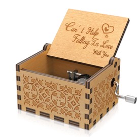 Wood Music Box Can't Help Tune Antique Hand Crank Mini Musical Boxes Birthday/Valentine's Day/Anniversary Present Wife Girlfriend Boyfriend Kids Husband