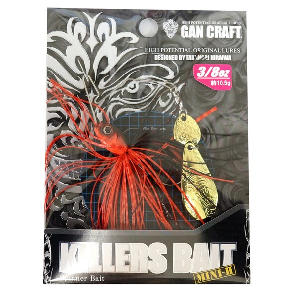 GAN CRAFT(ガンクラフト) スピナーベイト キラーズベイト ミニ2 3/8oz アングリーレッド/ゴールド #12 ルアー