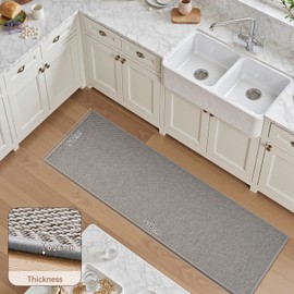 AMOAMI Kitchen Rugs-Absorbent Kitchen Runner Rugs Non Skid Washable-Easy to Clean Kitchen Mats for Floor-Runners for Kitchen Floor for in Front of Sink,Laundry, Office 20"*70", Grey
