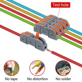 Uootach Pack of 40 cable connectors, wire connectors, plug-in terminals with lever, combinable compact clamps, both sides of the wire clip can be freely combined, 4 mm² conductor clamp with lever