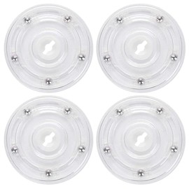 4 Pcs Lazy Susan Turntable, 4-Inch Acrylic Rotating Tray Ball Bearing Revolving Display Base for Spice Rack Desktop Kitchen Bathroom Decorating (Clear)