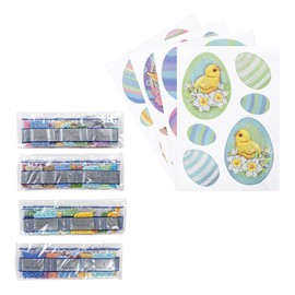Ideen mit Herz Diamond Painting Stickers, 4 Sheets in DIN A4, Stickers Individually Removable, Includes Gemstones (Colourful Easter Eggs)