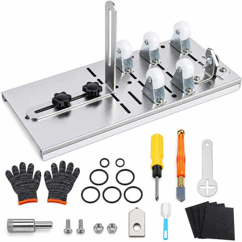 Adjustable Stainless Steel Glass Bottle Cutter Kit with Safety Gloves