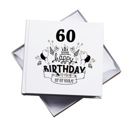 Happy 60th Birthday Photo Album, White Gift Box, Holds 50 Photos 15 x 10 cm