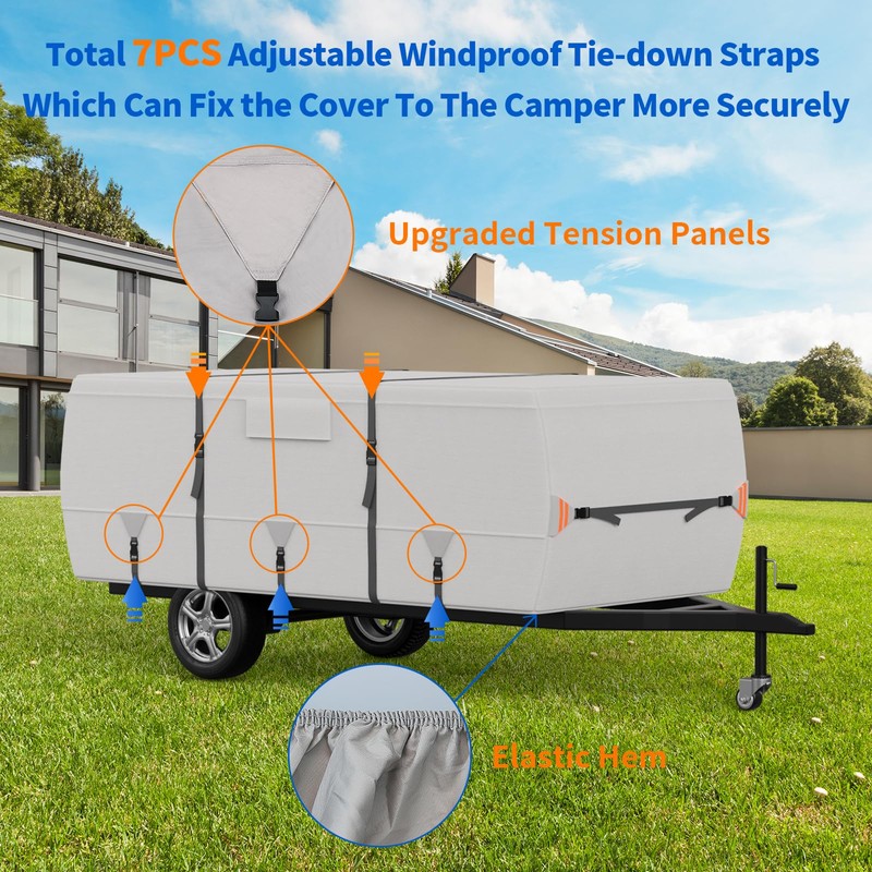 Tuszom True 900D Oxford Anti-Scratch Pop Up Camper Trailer Cover,