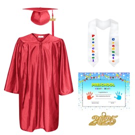 Happy Secret Preschool&Kindergarten Graduation Cap and Gown Stole Set with 2025 Tassel and Certificate for kids