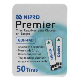 Nipro Premier Tiras Reactivas Para Glucosa 50 Piezas Color Blanco