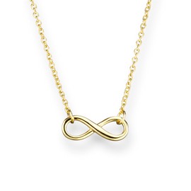 Glanzstücke München Women's Infinity Necklace Sterling Silver Yellow Gold-Plated 40 + 5 cm - Silver Chain with Infinity Sign Necklace with Pendant Infinity Symbol, Silver
