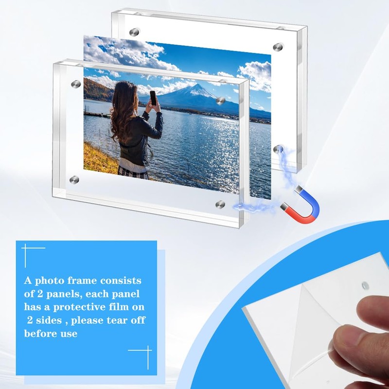 Adboros 2.5’‘x3.5’‘ Acrylic Picture Frames, 16 Pack Small Acrylic Magnetic