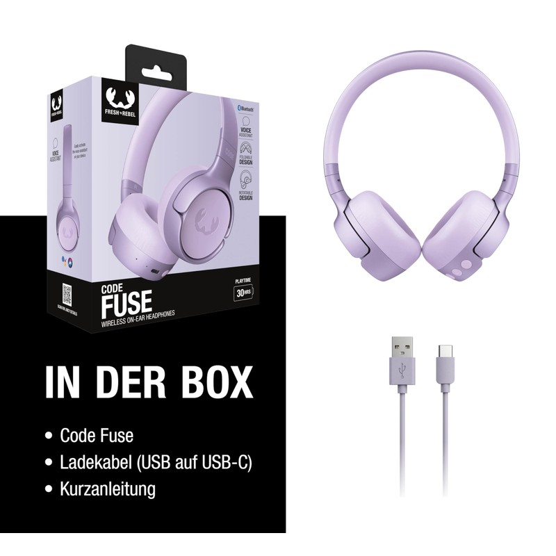 Fresh 'n Rebel Code Fuse Bluetooth Headphones On-Ear Wireless 30