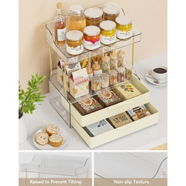Anylady Bathroom Organizers and Storage, Makeup Organizer (2-Tier 2-Drawer), Ideal for Vanity, Countertop, Counter, Perfume, Skincare, Cabinet, Cosmetic, Dresser Organizer (Cream)