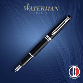 Waterman Expert Fountain Pen, Medium Nib, Matte Black with Chrome Trim (S0951860)
