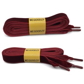 WEGOODZF Flat Wide Velvet Shoelaces: 2 Pairs 1.6CM Single Side Wine Red Velvet Laces for Women 71 Inch