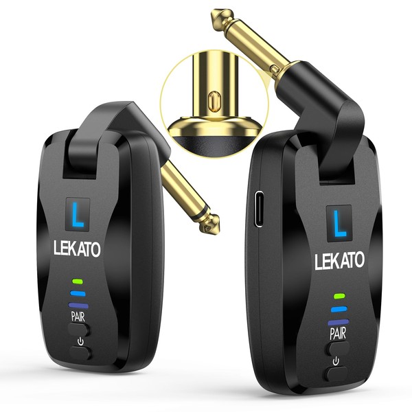 LEKATO 2.4GHz Guitar Wireless System, Silent Plug, No Noise, Rechargeable