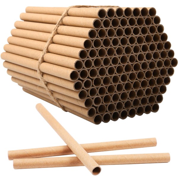 URATOT 120 Pieces Mason Bee Tubes 6 Inches Outdoor Bee Cardboard Tubes Beekeeper Replacement Nesting Refill Tubes for Mason Bee Houses, Bee Hotels